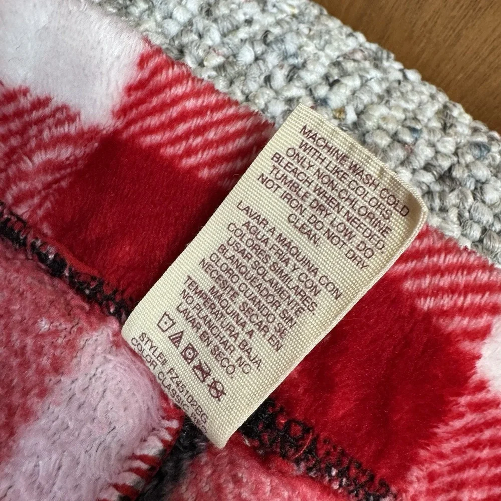 Faded Glory Lot of 2 Womens Large Sleepwear Pants Plaid Hearts Red Pink Pajama